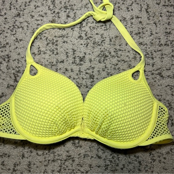 Victorias Secret Neon Yellow Mesh The Gorgeous Push Up Bikini Top & Bottoms Set - Picture 4 of 15